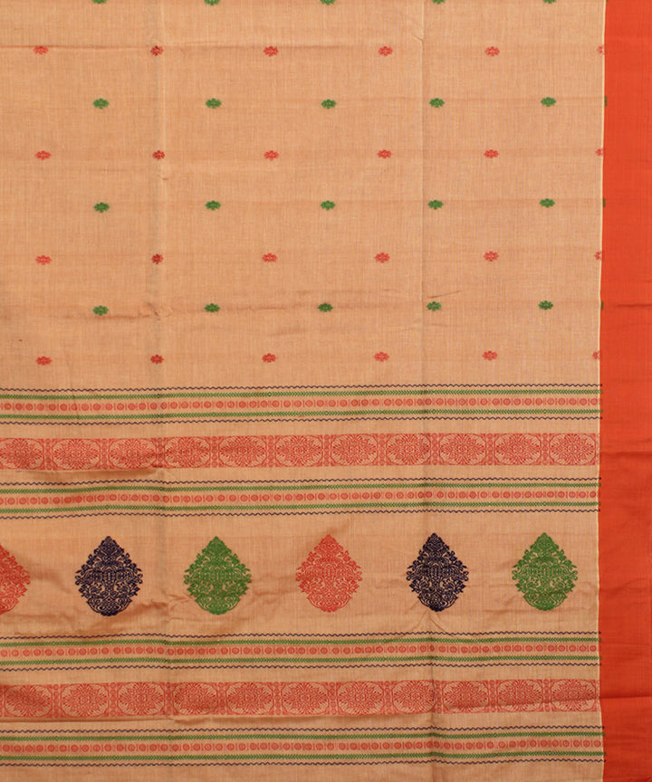 Coral rust mercerised cotton handloom bengal saree