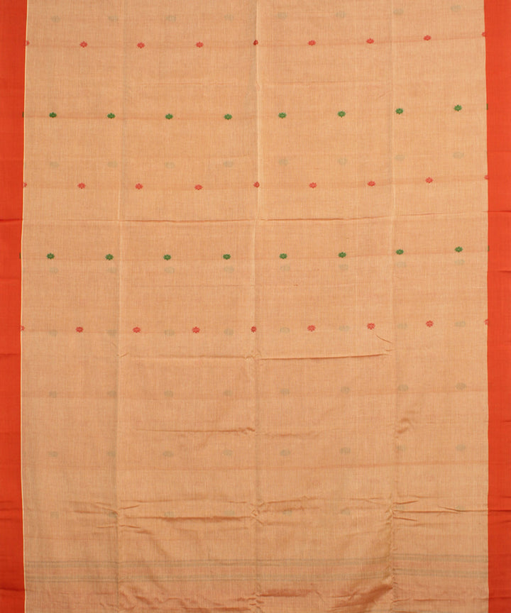 Coral rust mercerised cotton handloom bengal saree