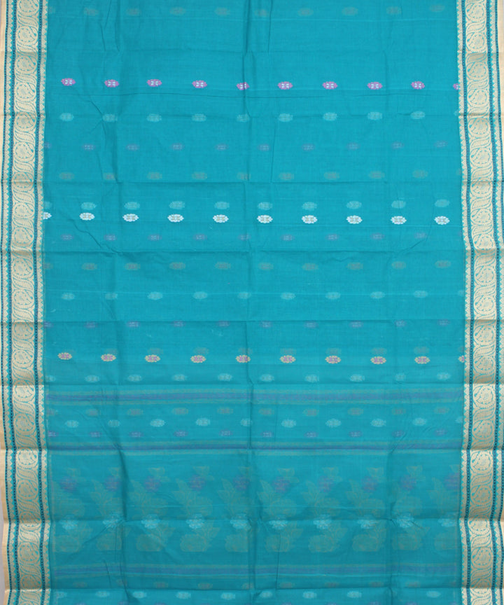 Teal pink cotton handloom bengal tangail saree