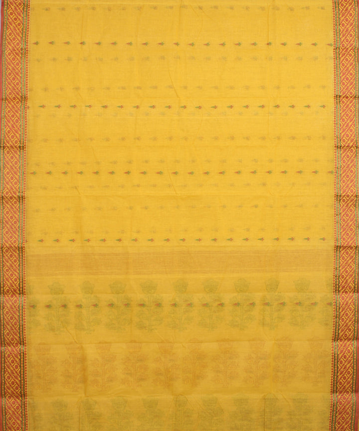 Yellow multicolor cotton handloom bengal tangail saree