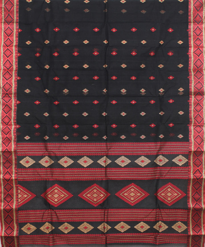 Black red cotton handloom bengal tangail saree