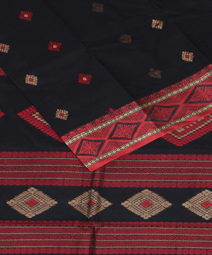 Black red cotton handloom bengal tangail saree