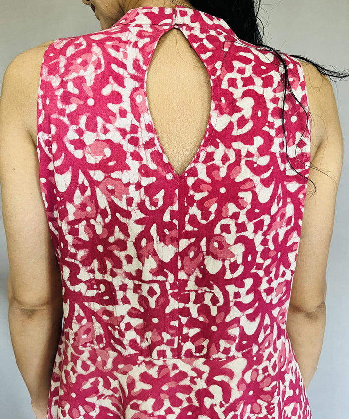 Multicolor dabu hand block printed cotton halter dress