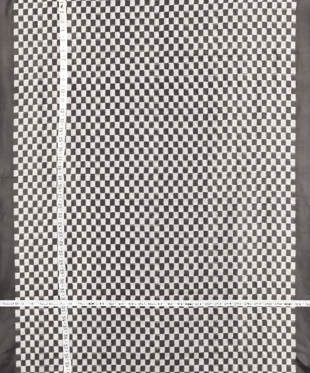 Grey white handwoven silk sambalpuri fabric