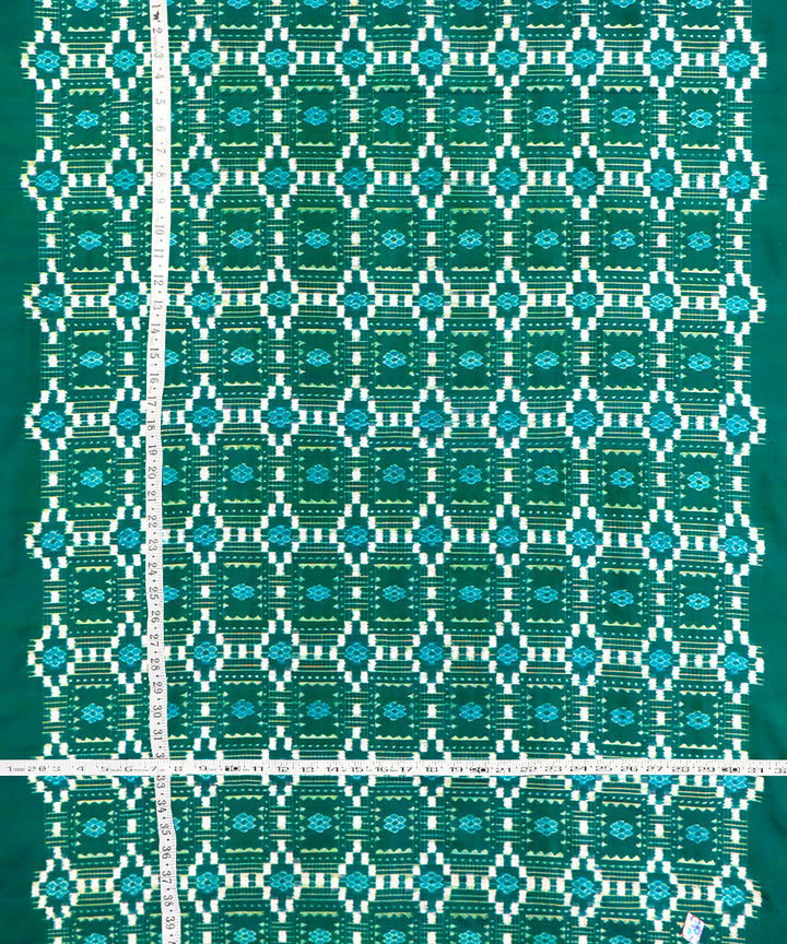Dark green white handwoven silk sambalpuri fabric