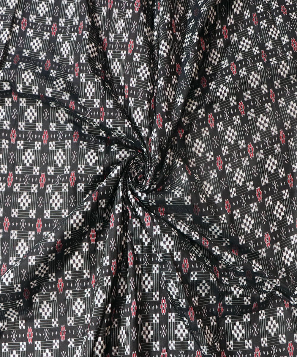 Black white handwoven silk sambalpuri fabric