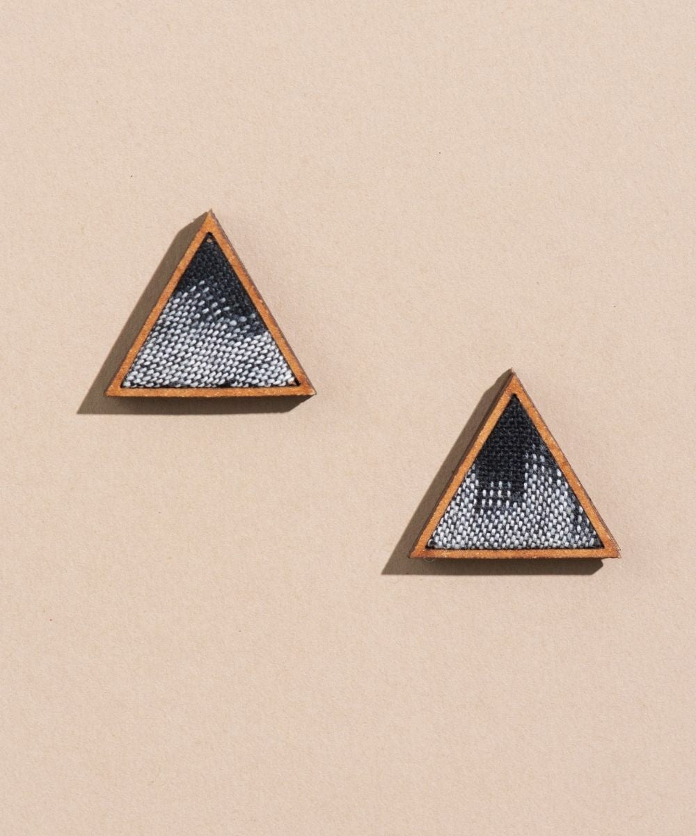 Black white handmade upcycled fabric repurposed wood stud