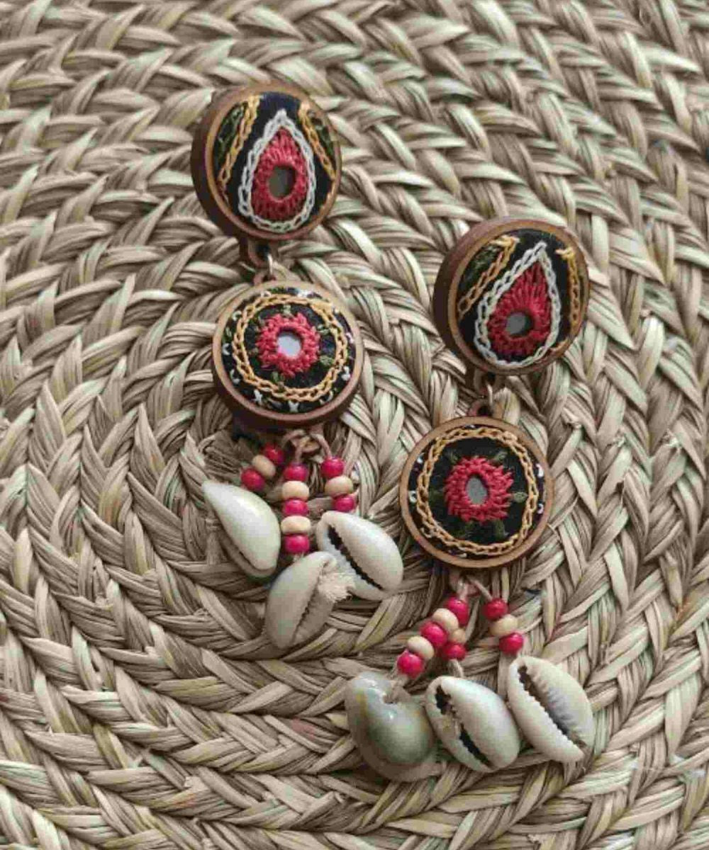 Multicolor 2 layer hand embroidered earrings