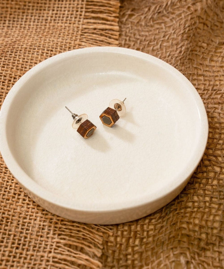 Grey hexagon repurposed fabric and wood stud