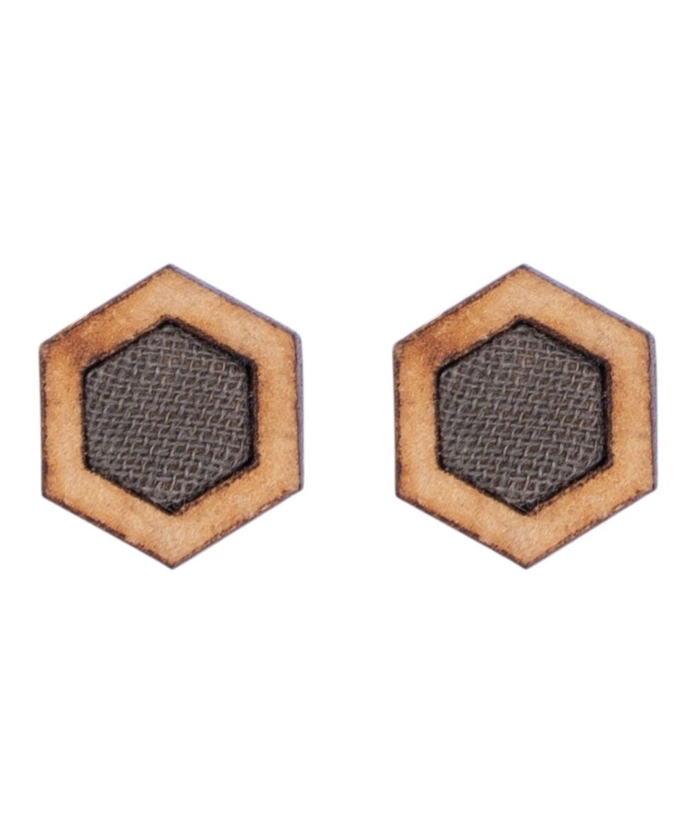 Grey hexagon repurposed fabric and wood stud