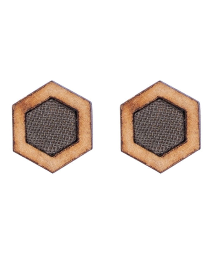 Grey hexagon repurposed fabric and wood stud