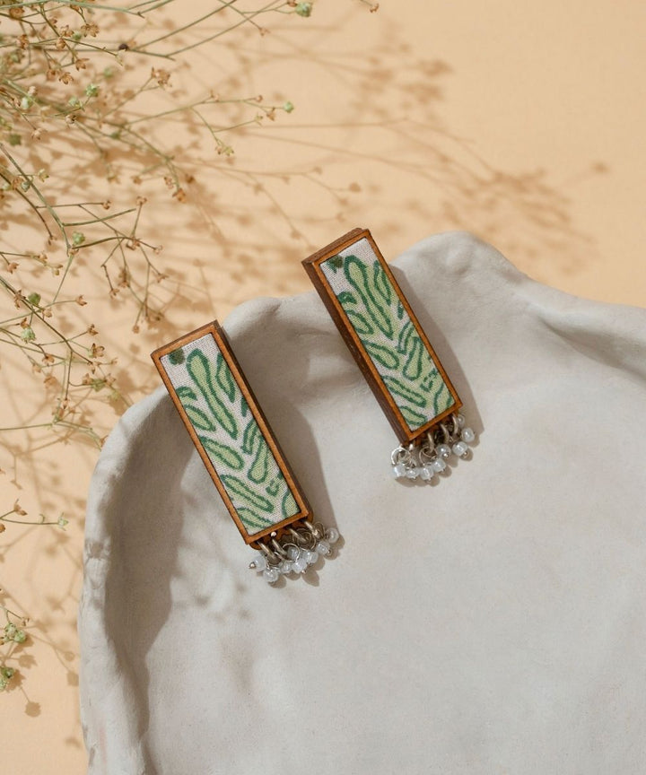 Green handmade repurposed fabric wood studs