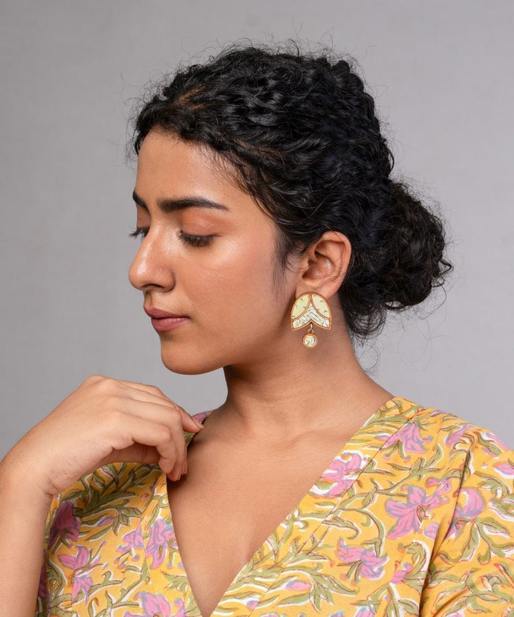 Green bloom handmade repurposed fabric wood studs