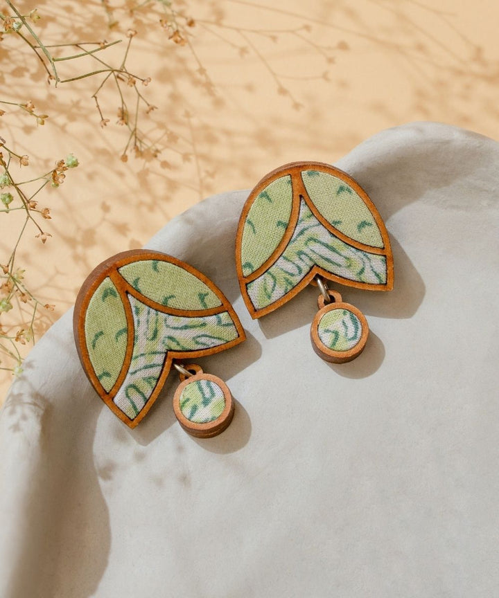 Green bloom handmade repurposed fabric wood studs