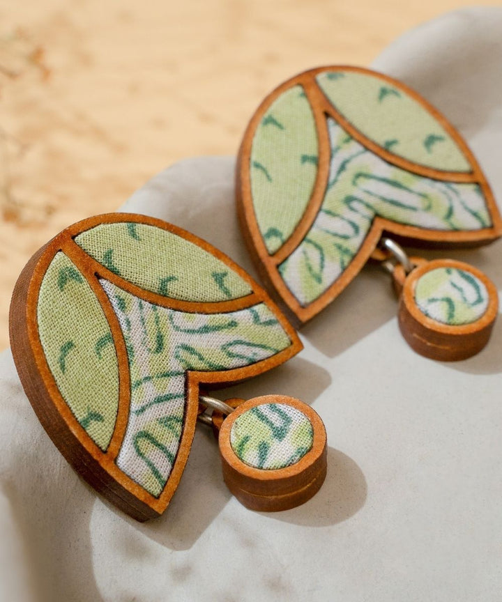 Green bloom handmade repurposed fabric wood studs