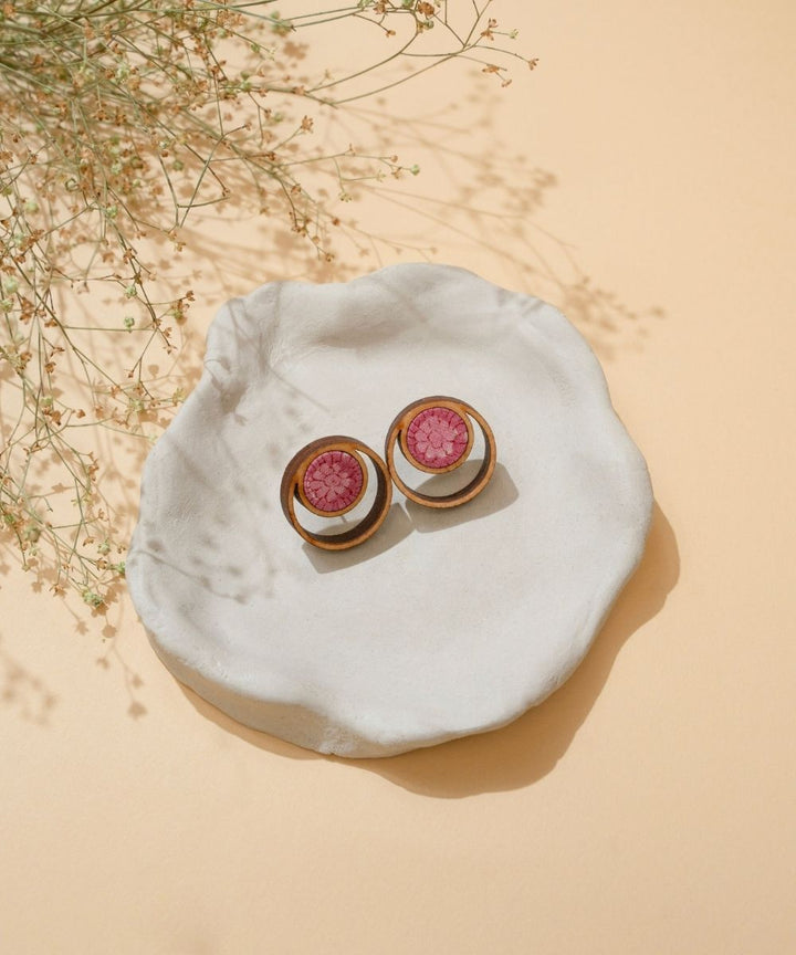 Pink handmade repurposed fabric wood studs