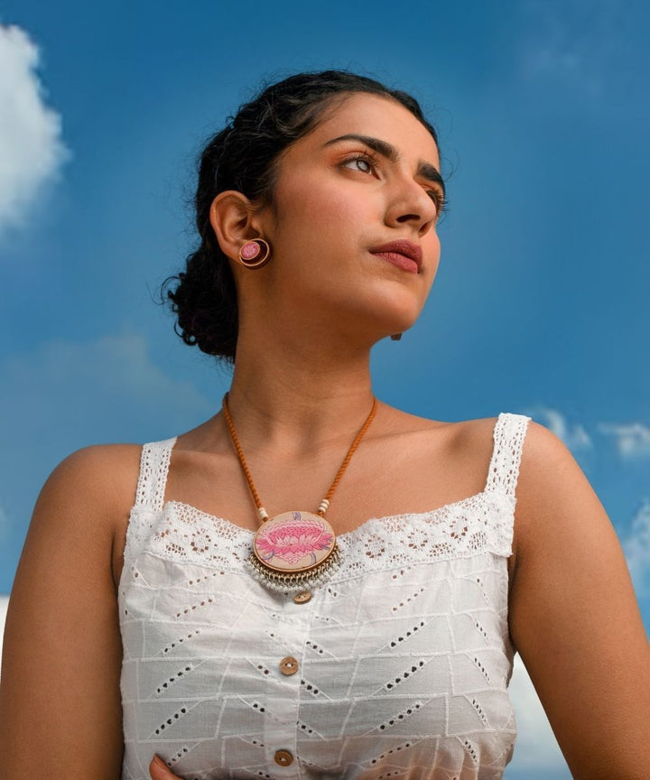 Pink handmade repurposed fabric wood studs