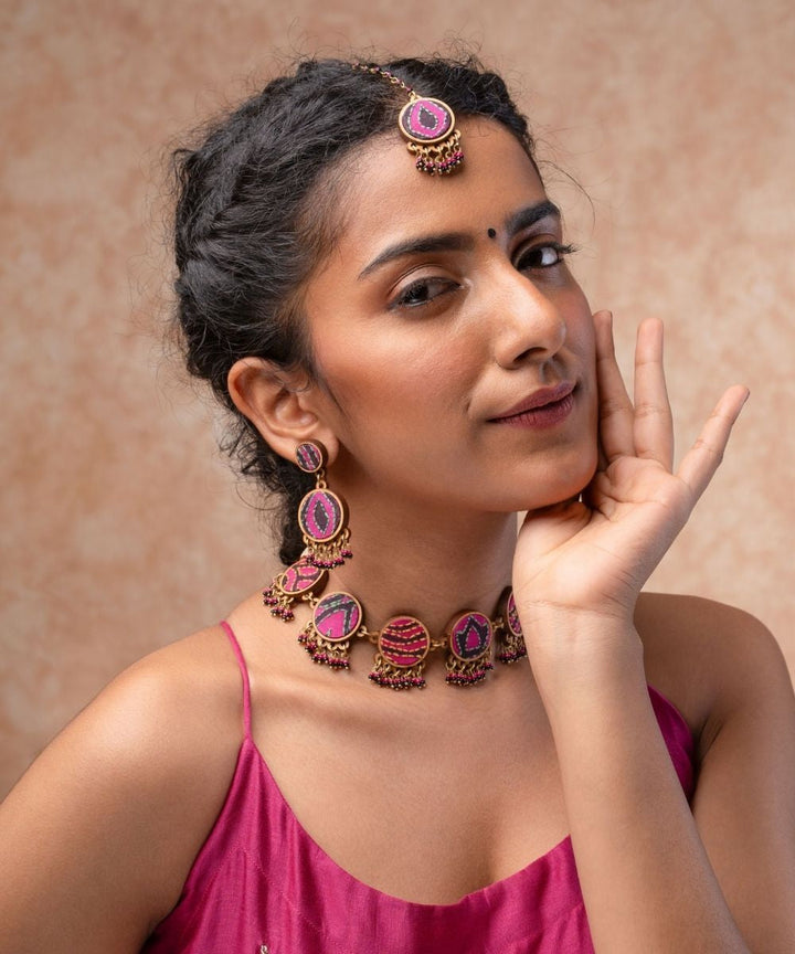 Multicolor kantha silk fabric and repurposed wood earrings
