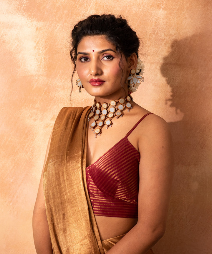 Multicolor handmade necklace upcycled fabric repurposed wood