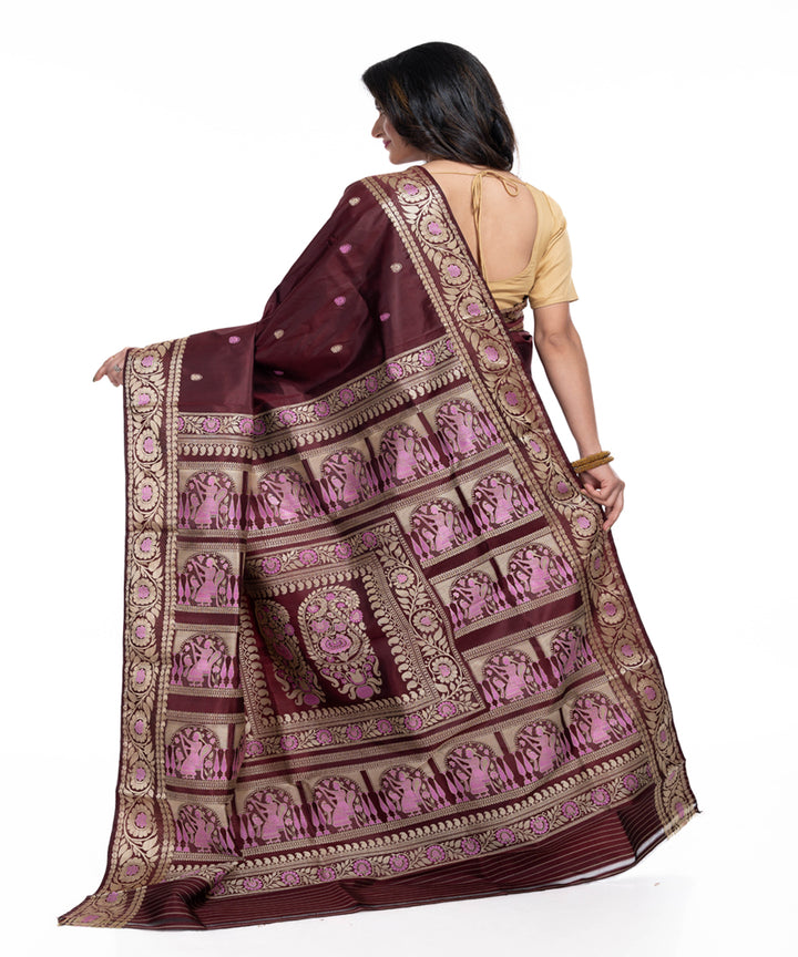 Maroon silk handwoven baluchari saree