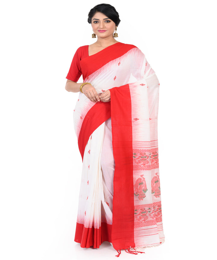 White red handloom cotton tangail saree