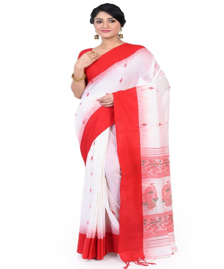 White red handloom cotton tangail saree