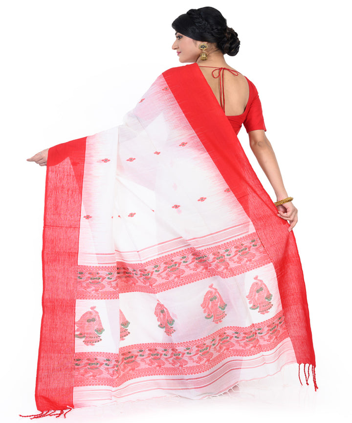 White red handloom cotton tangail saree