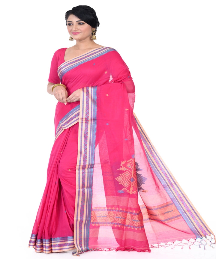 Pink cotton handloom tangail saree