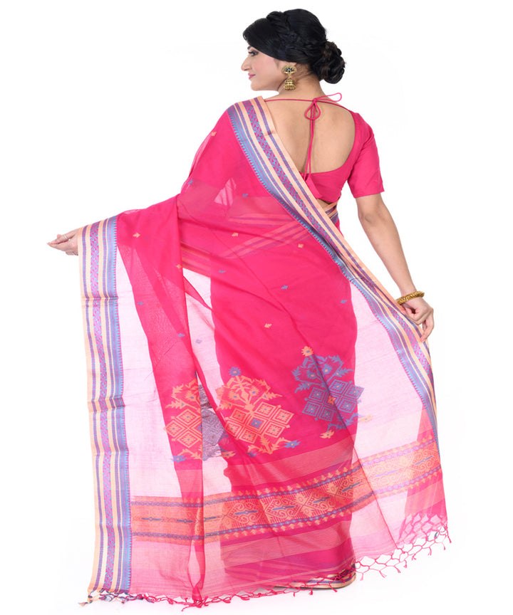Pink cotton handloom tangail saree