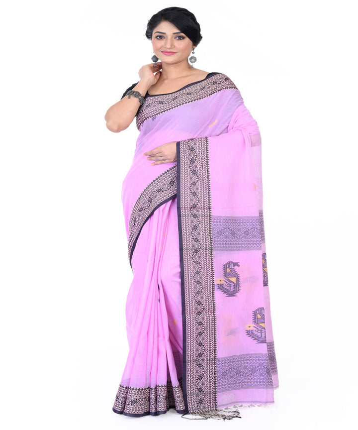 Pink tangail cotton handloom saree