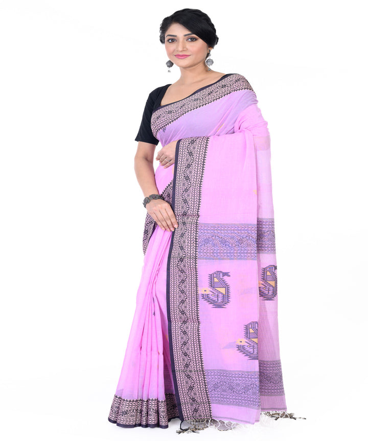 Pink tangail cotton handloom saree