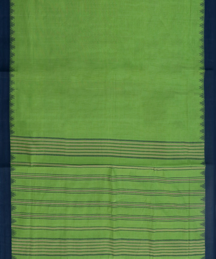 Lime green dark green handwoven ponduru khadi cotton saree