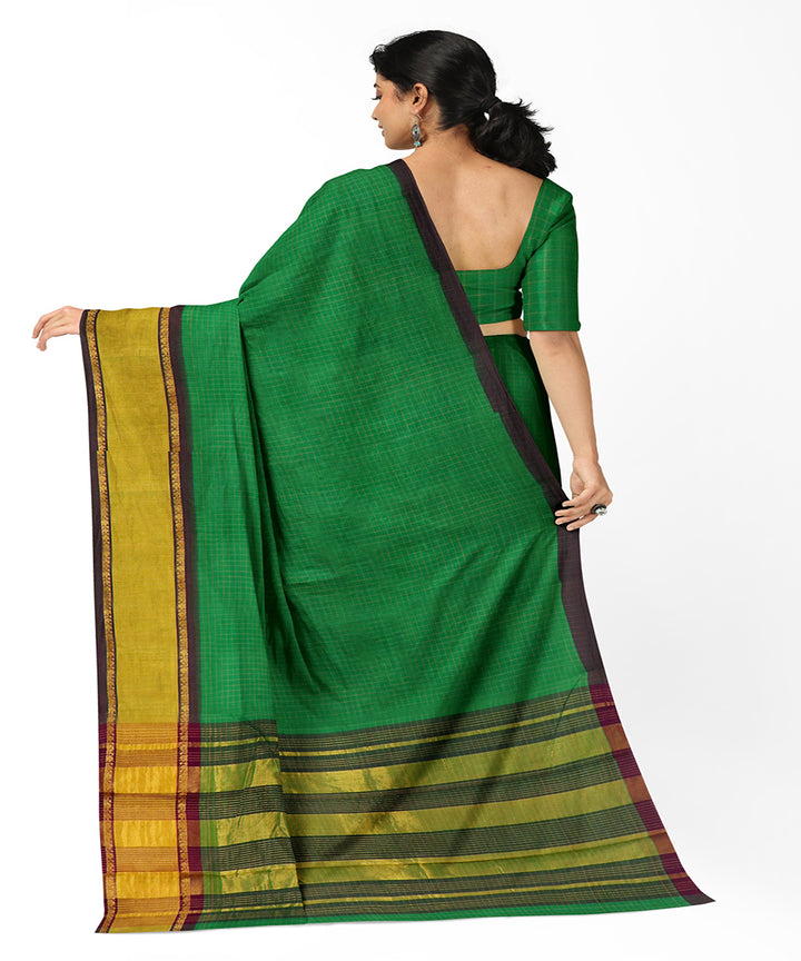 Dark green handwoven madhavaram cotton saree
