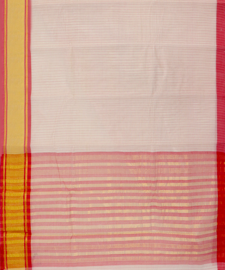 Offwhite red handwoven madhavaram cotton saree