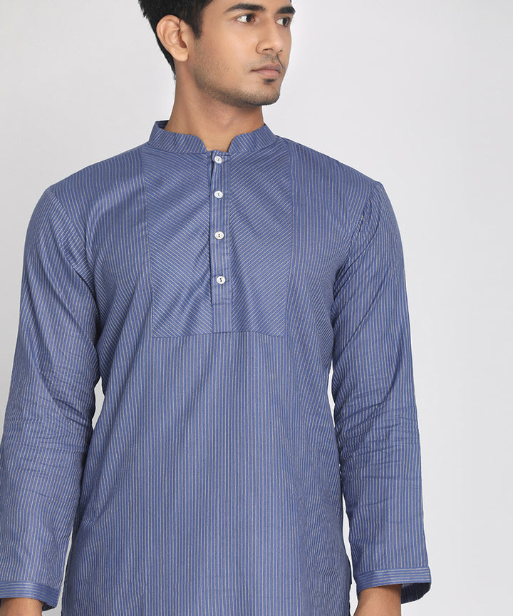 Blue handspun cotton full sleeves kurta