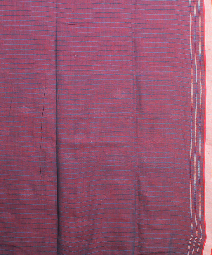Blue maroon handloom jamdani cotton saree