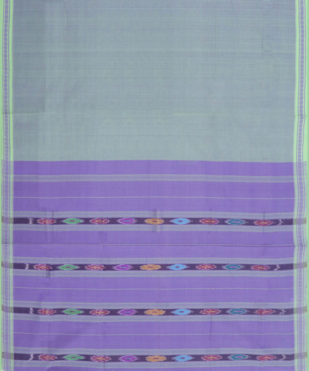 Grey violet handwoven cotton bandar saree