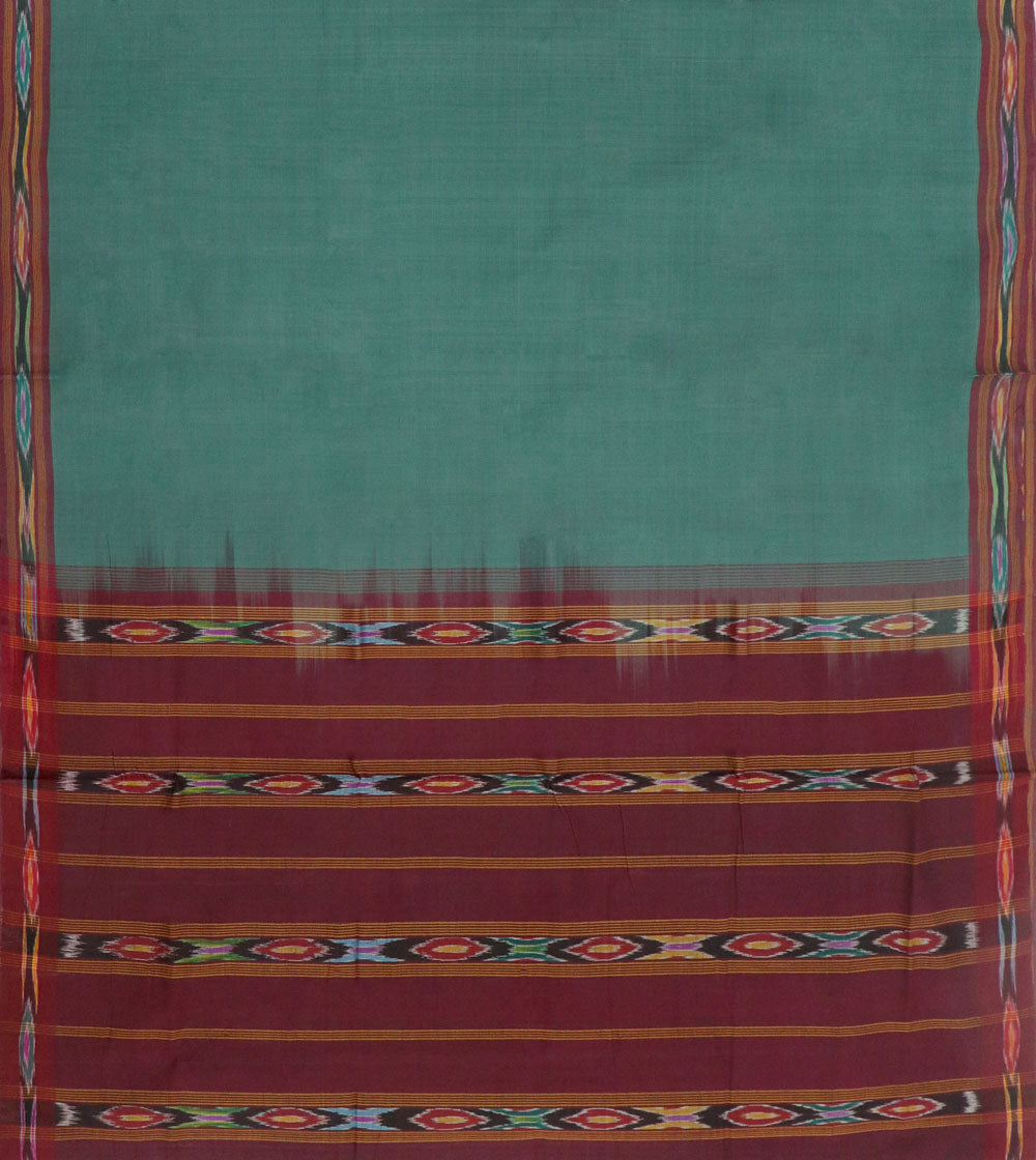 Blue brown handwoven cotton bandar saree