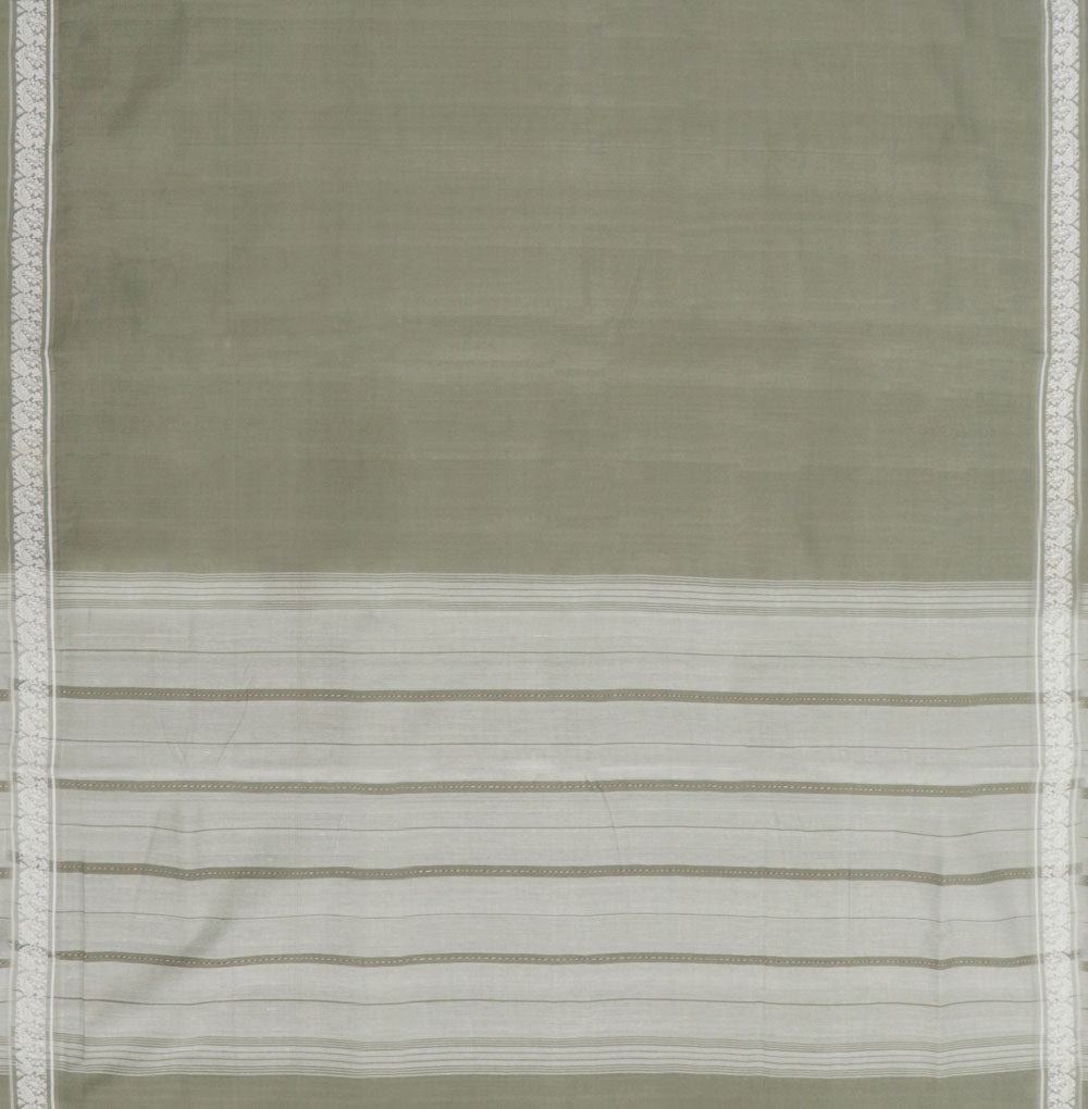 Grey handwoven cotton bandar saree