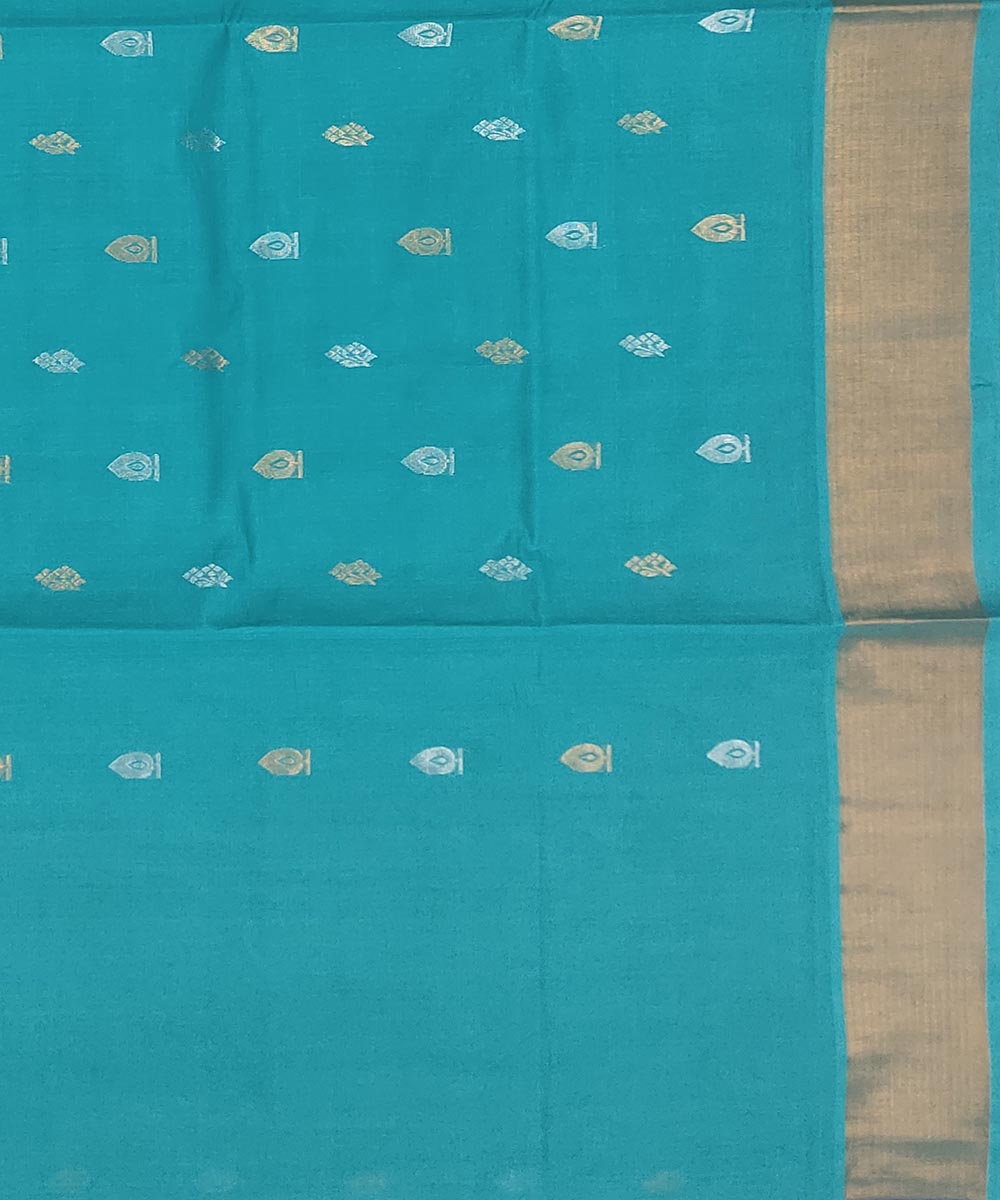 Sky blue handwoven cotton venkatagiri saree