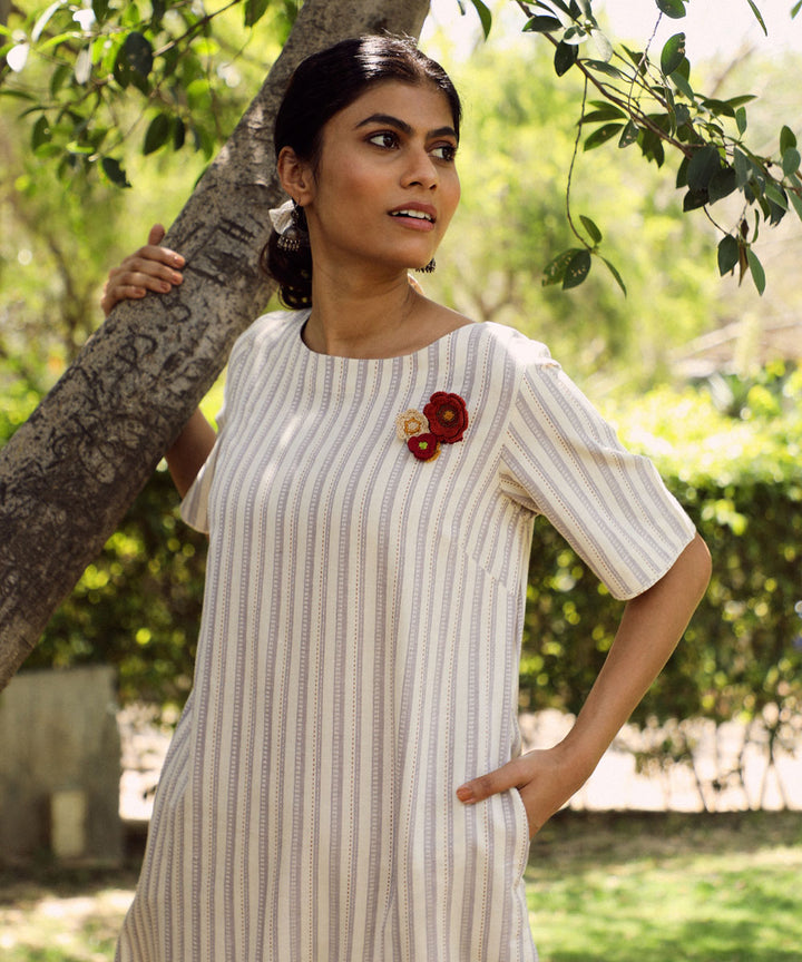 Rangsutra Arka cotton offwhite half sleeved straight kurta