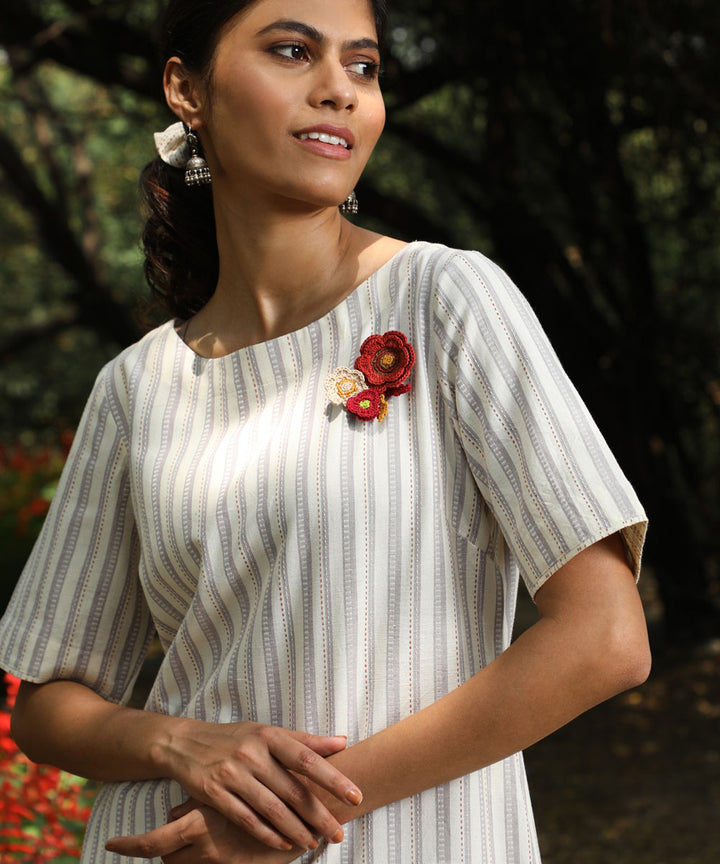 Rangsutra Arka cotton offwhite half sleeved straight kurta