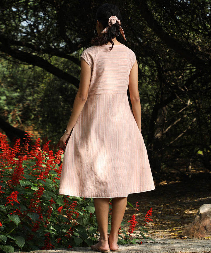 Rangsutra Arka cotton peach striped dress