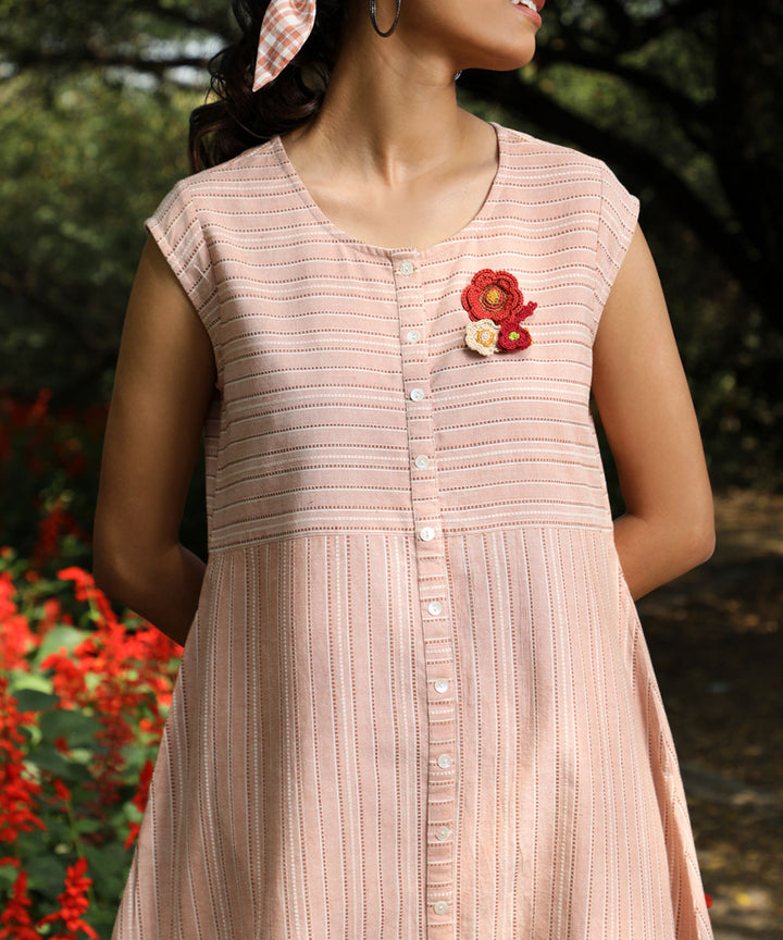 Rangsutra Arka cotton peach striped dress