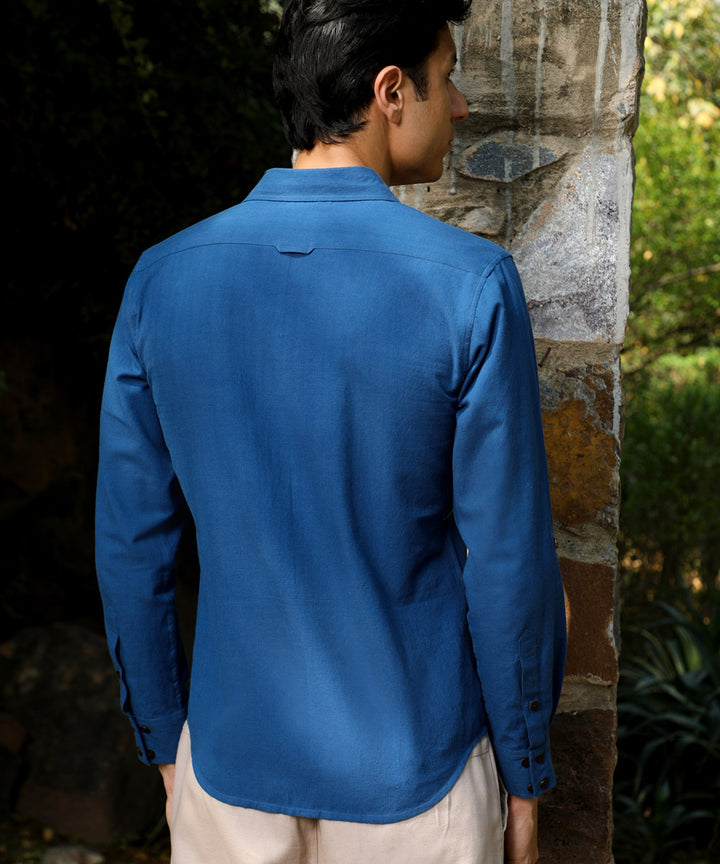 Blue handwoven cotton full sleeves shirt