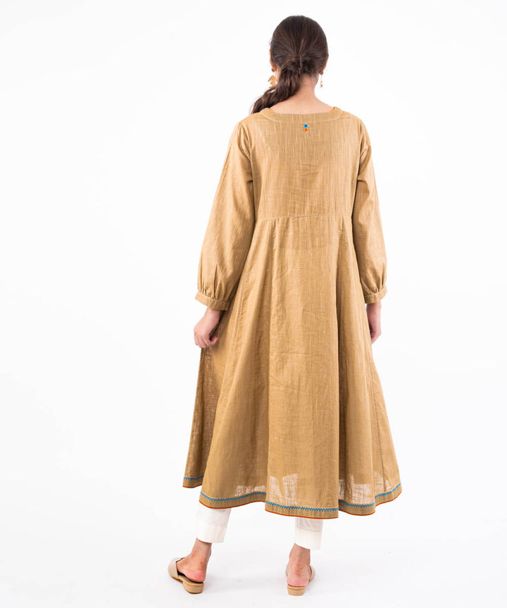 Beige hand embroidered cotton kurti