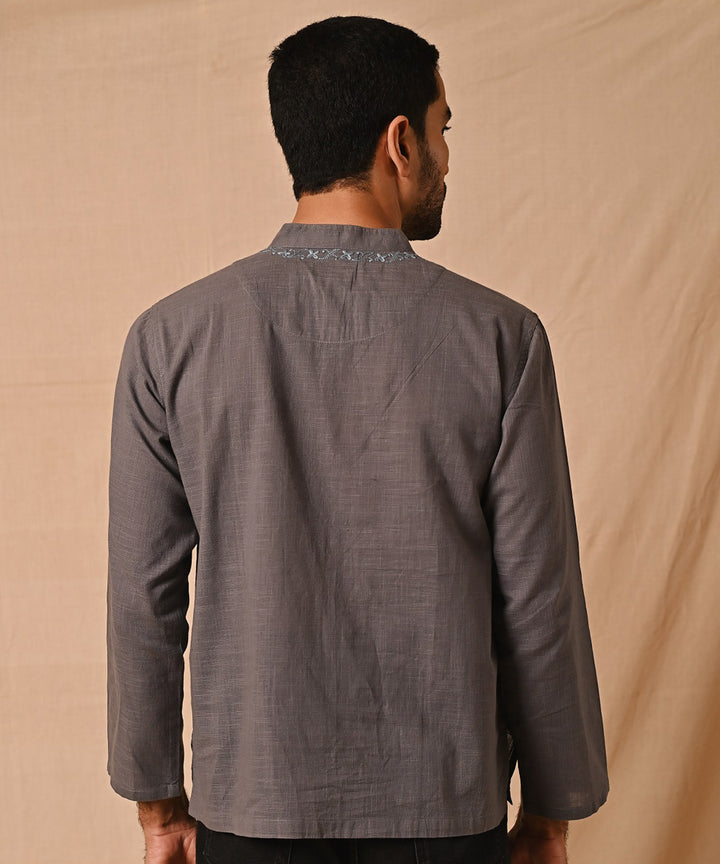 Grey handembroidered chikankari short kurta