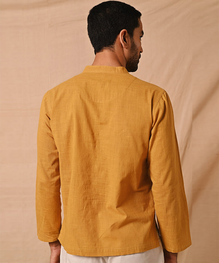 Mustard hand embroidered chikankari short kurta