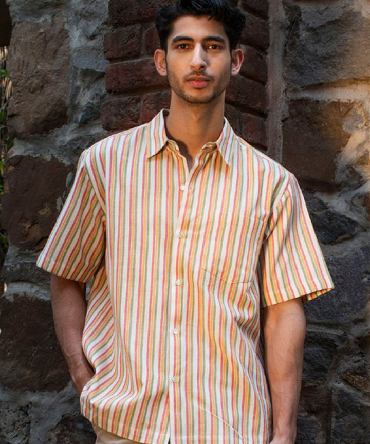 Multicolor striped handloom cotton shirt