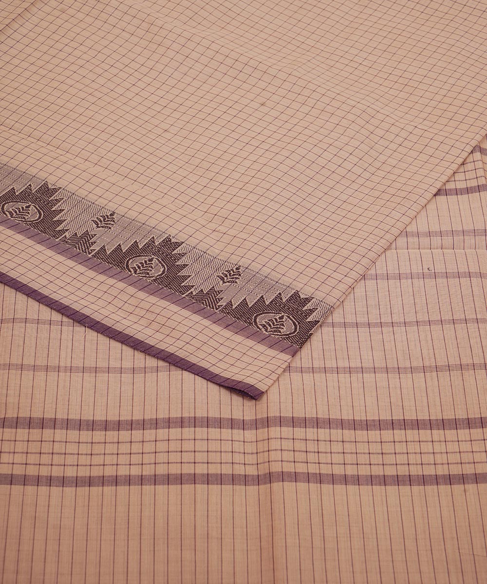 Brown black cotton venkatagiri handloom saree